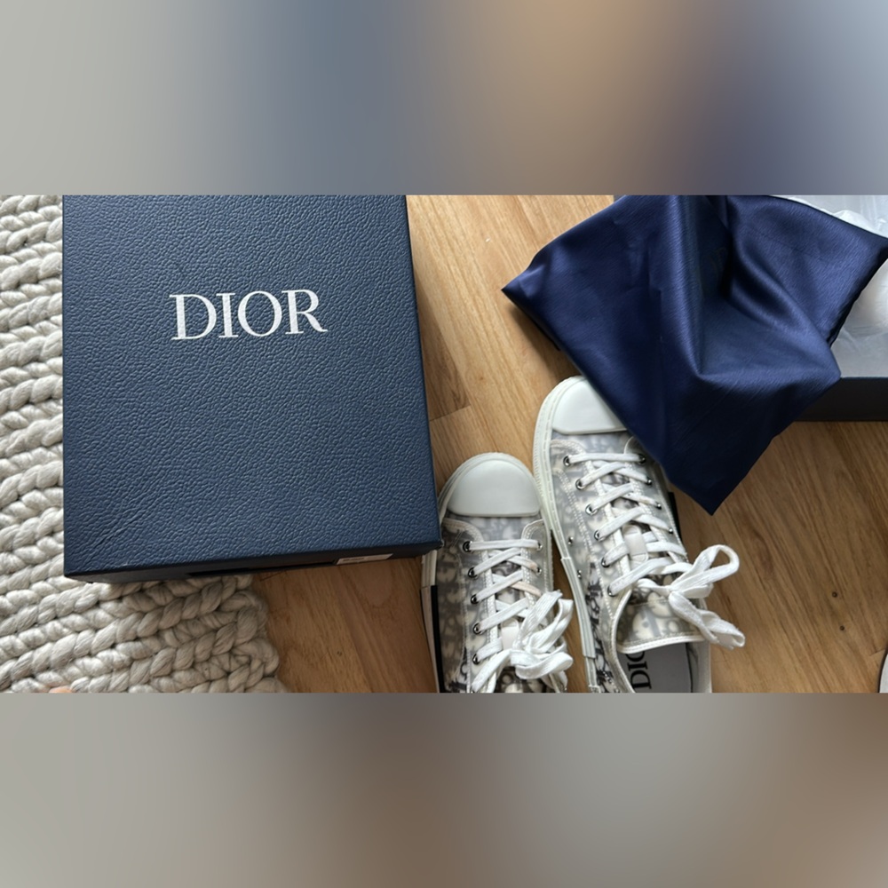 Dior Gray and White B23 Low Top Sneakers